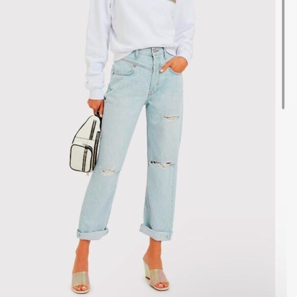 Re/Done Double Yoke Classic High Rise Straight Leg Denim Jean size 29 NWT - Picture 1 of 14